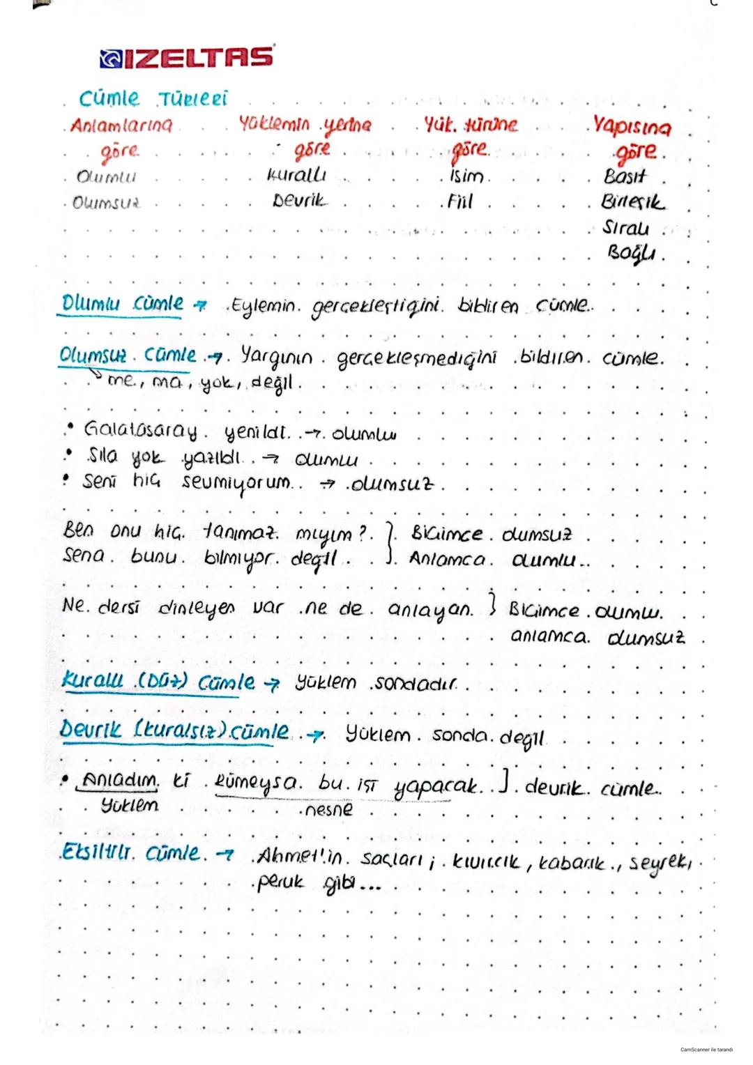 Cümle Türleri ve Örnekleri
