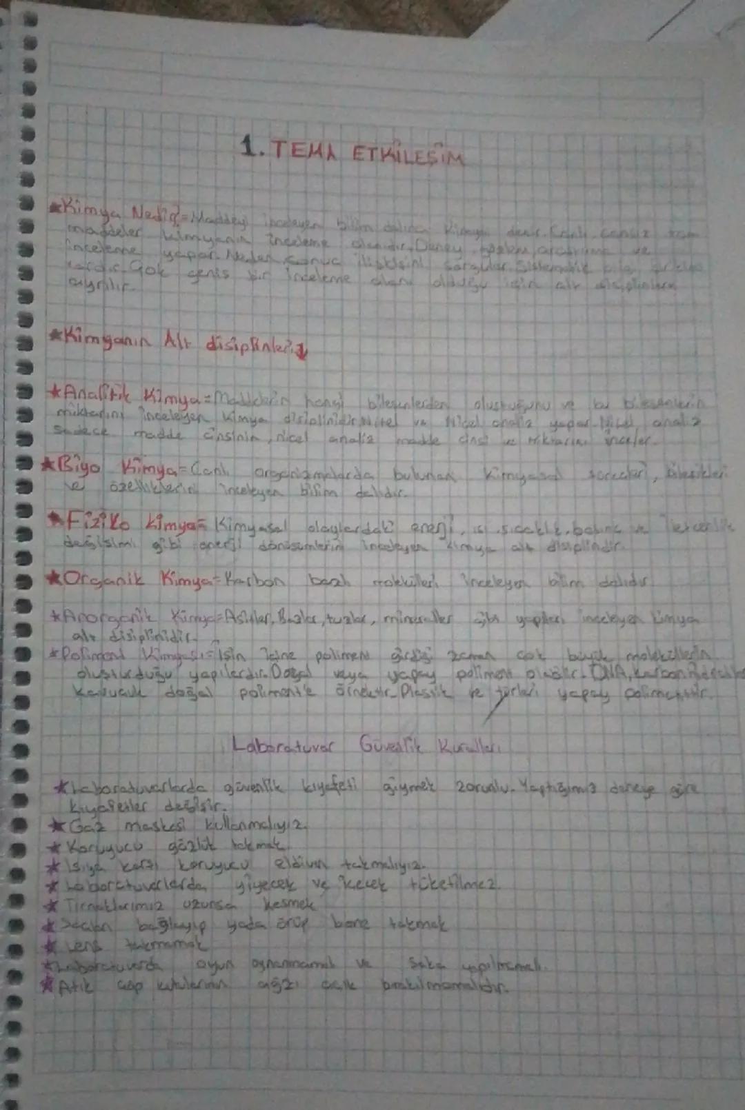 Kimya 9.sınıf 1.ünite ders notu