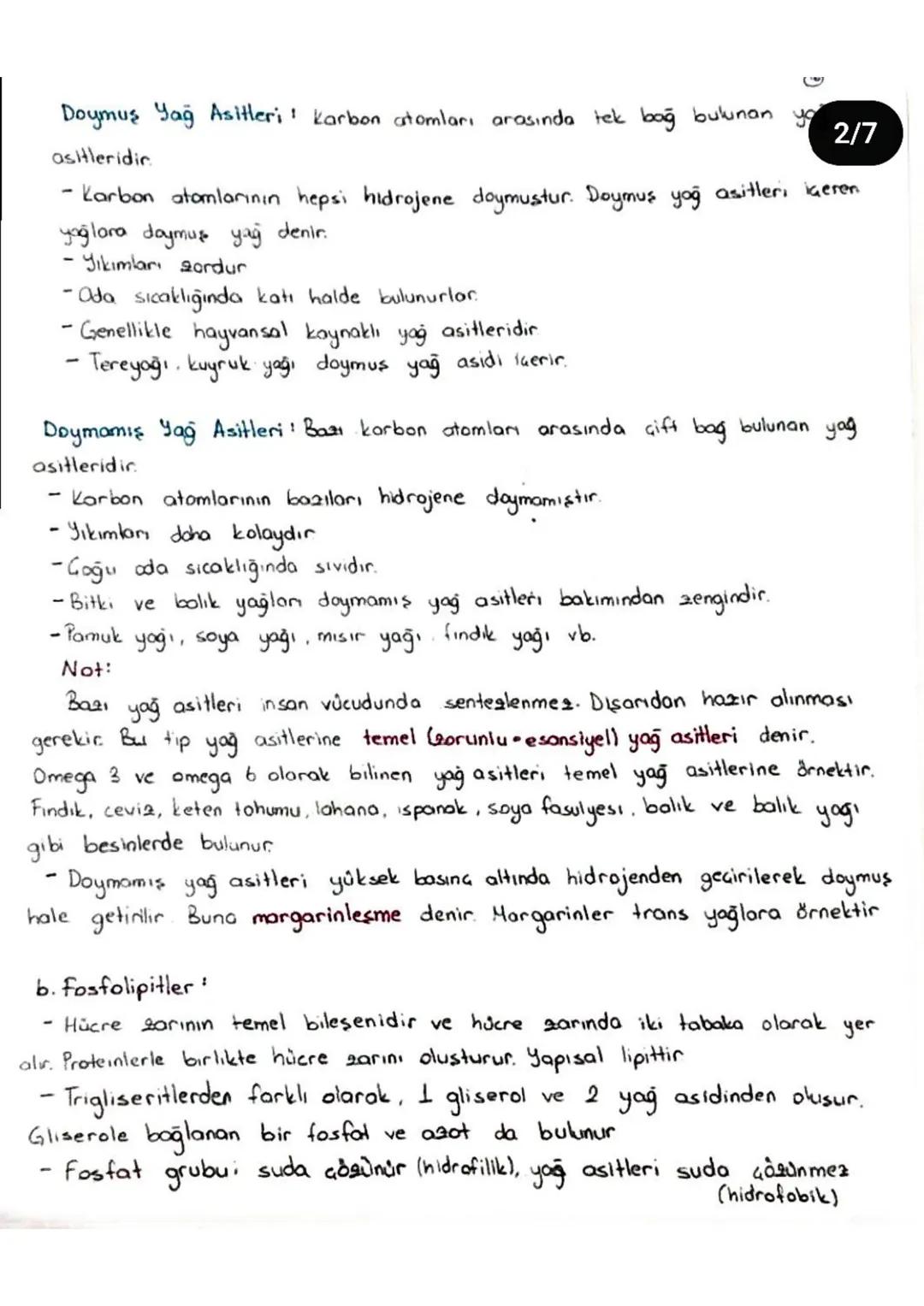 Doymuş Yağ Asitleri Karbon atomları arasında tek bağ bulunan
asitleridic
2/7
- Karbon atomlarının hepsi hidrojene doymustur. Doymuş yağ asit