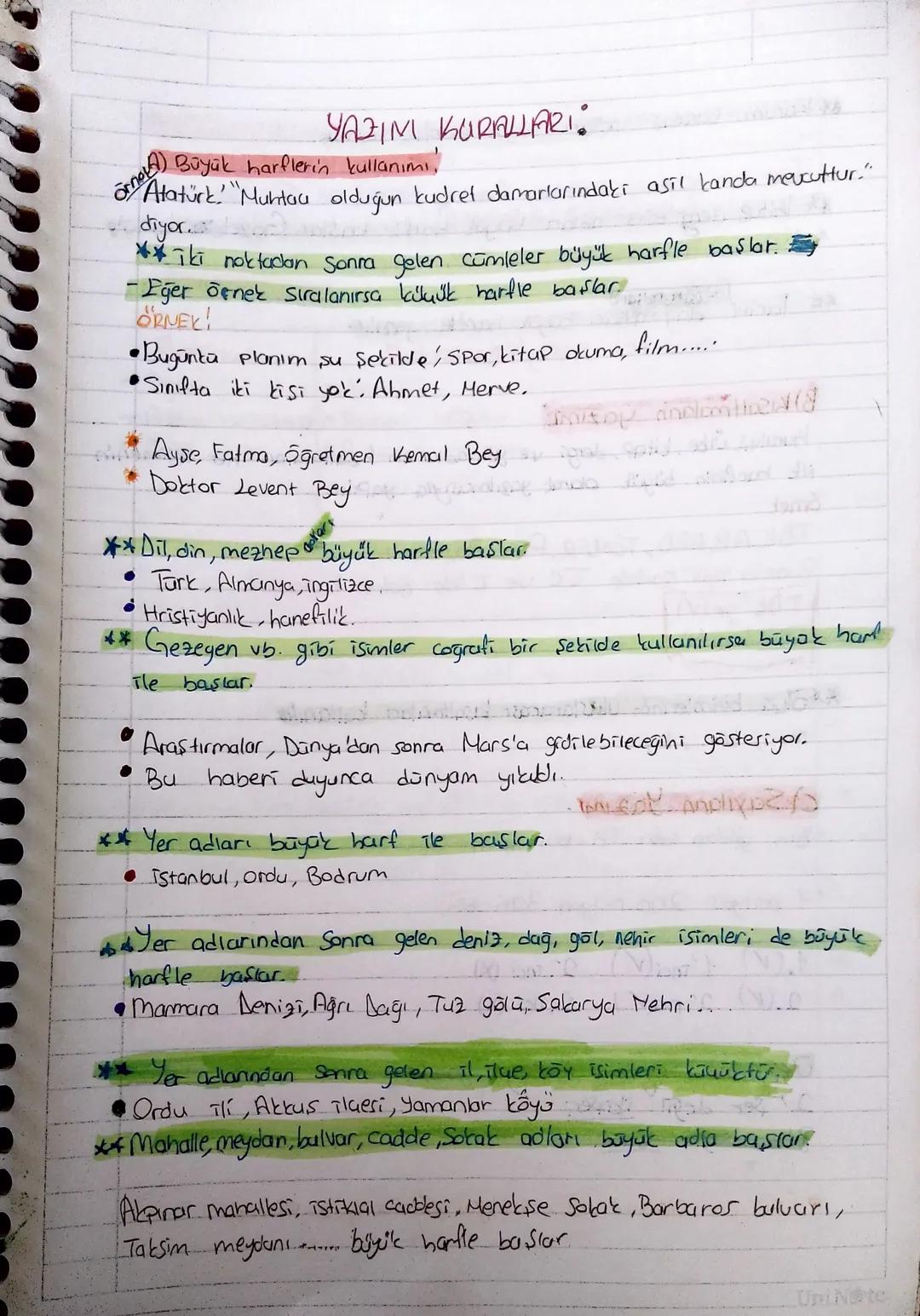 YAZIM KURALLARI:
Orno
• Büyük harflerin kullanımı,
"Atatürk." "Muhtau olduğun kudrel damarlarındaki asil kanda mevcuttur."
diyor
**iki nokta