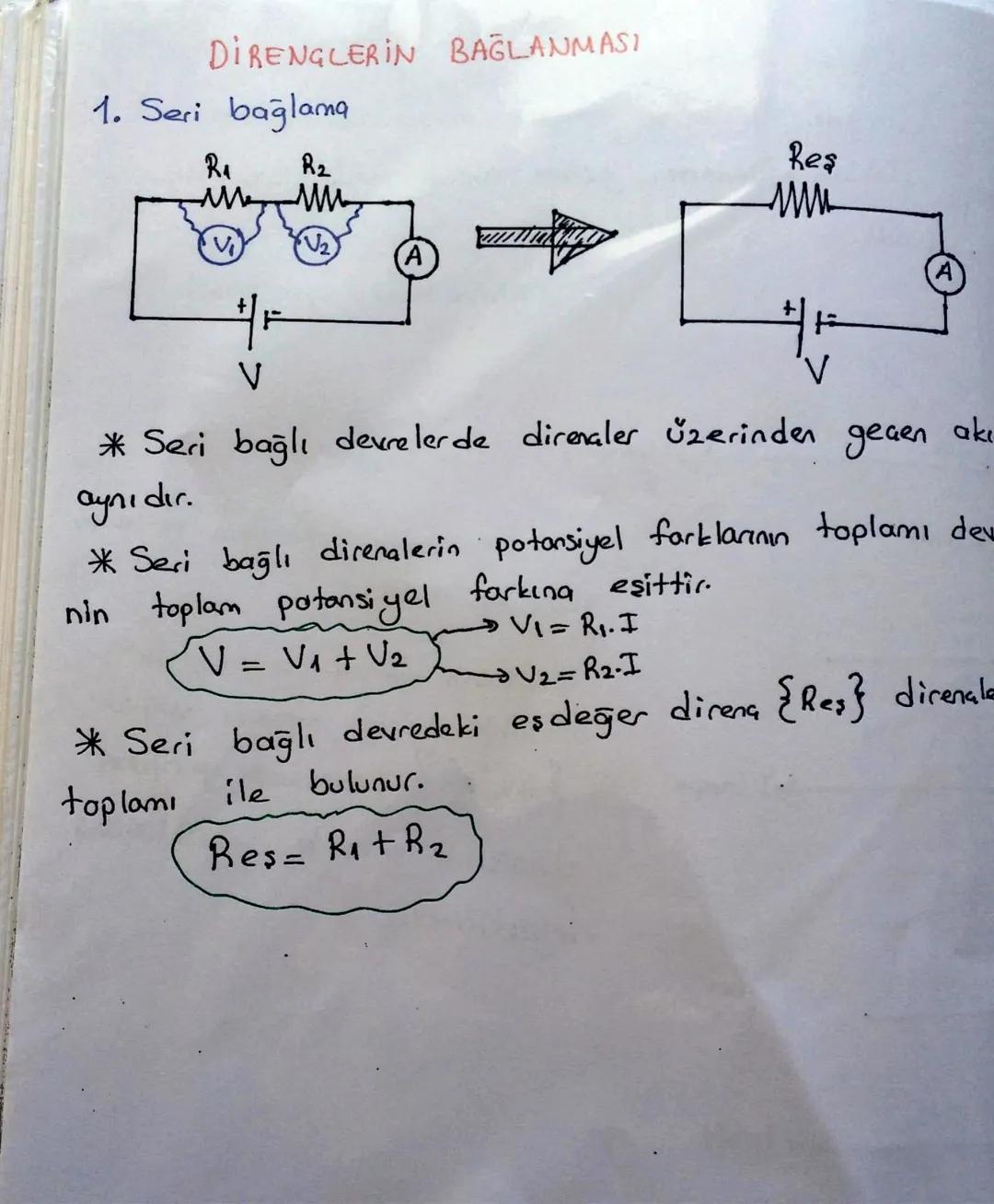 # Elektrik Akımı

Potansiyel fark: Bir iletkende iletkenin bir ucun dan
diger ucuna giderken birim yükün harcadığı enerjiye iletke.
nin iki 