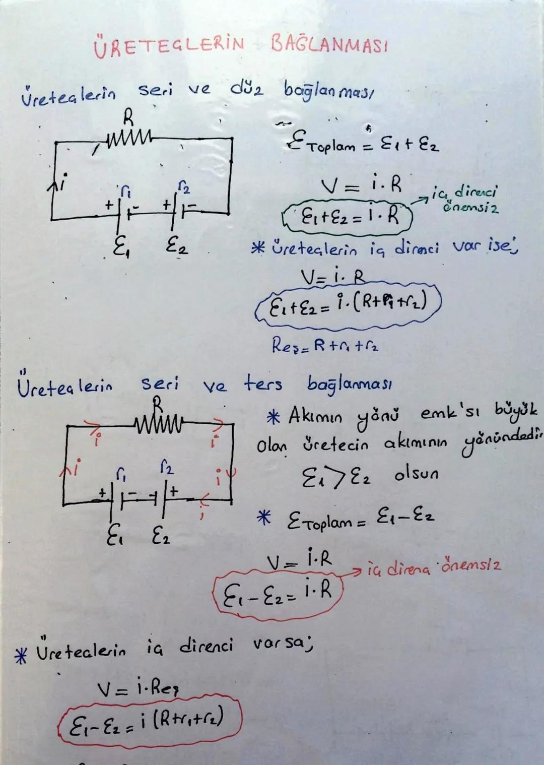 # Elektrik Akımı

Potansiyel fark: Bir iletkende iletkenin bir ucun dan
diger ucuna giderken birim yükün harcadığı enerjiye iletke.
nin iki 
