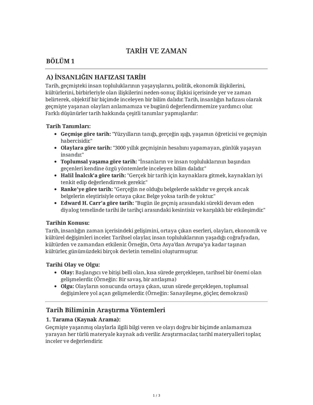 Tarih ve Zaman: Geçmişin İzleri