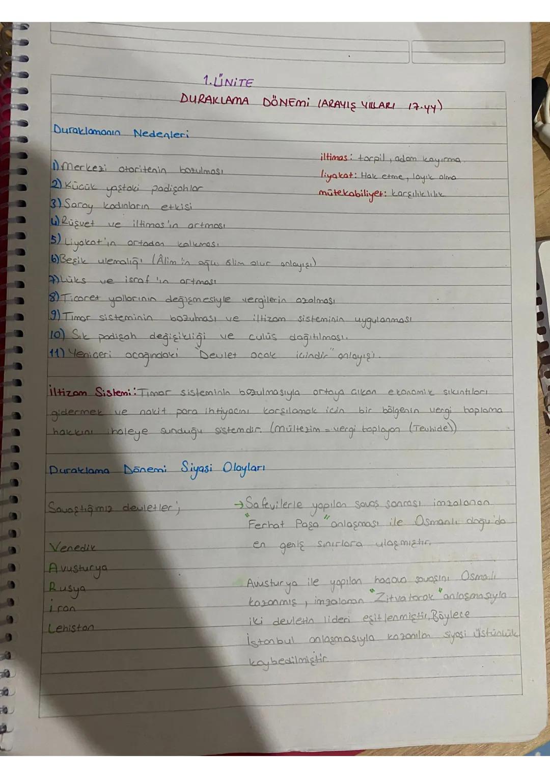 1.UNITE
DURAKLAMA DÖNEMİ (ARAYIŞ YILLARI 17.44)
Duraklamanın Nedenleri
Dmerkezi otoritenin bozulması
2) Kücük yaştaki padişahlar
3)Saray kad