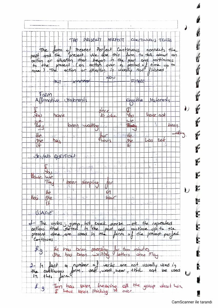 THE PRESENT PERFECT
CONTINUOUS TENSE
-The form of Present Perfect Continuous connects the
past and the present. We use this form to talk abo