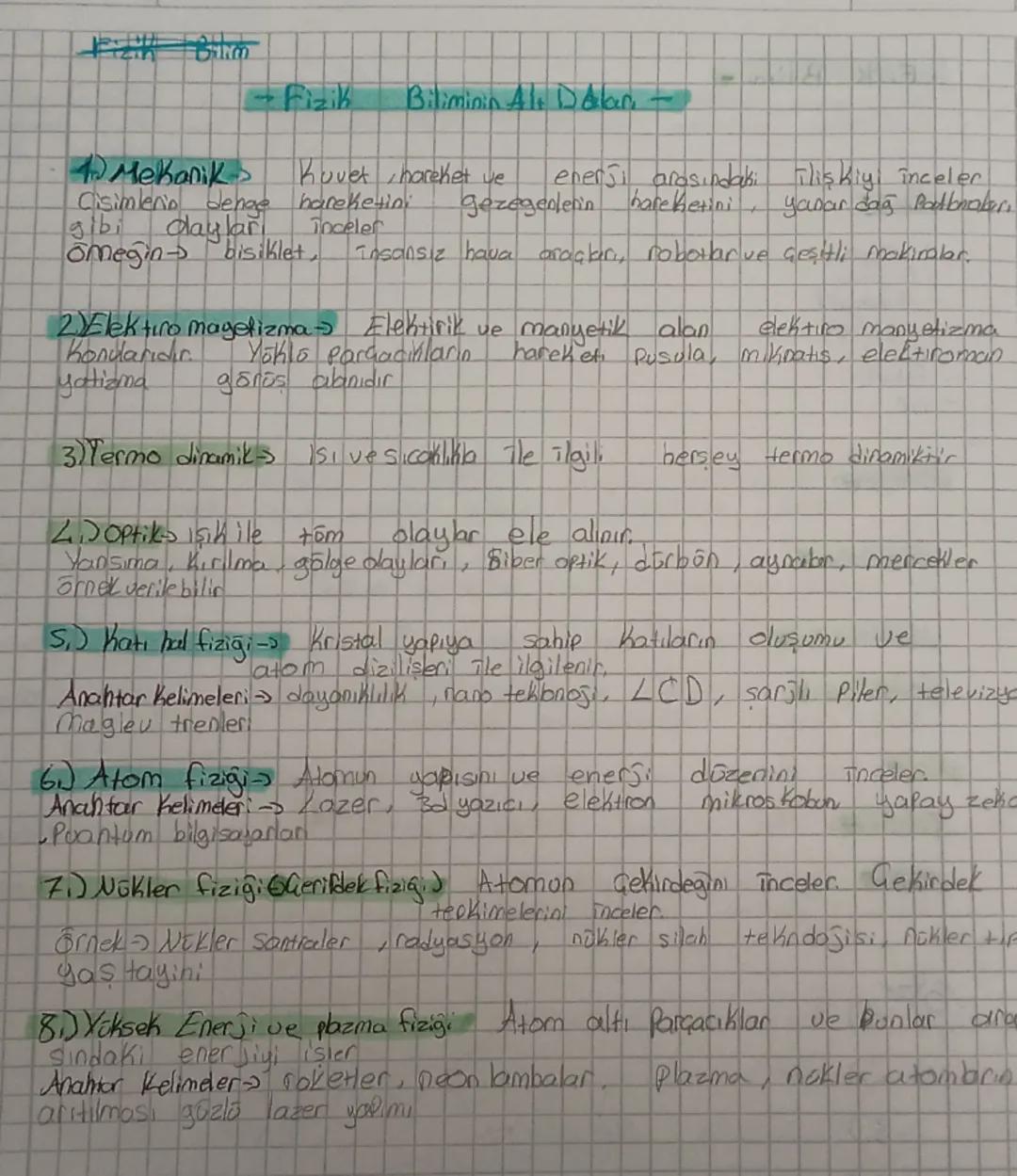 --- OCR Start ---
Fizik Biliminin Alt Daları -
4 Mekanik Kuvet, hareket ve
Cisimlerio denge hareketini
gibi daylar
inceler
ömegin bisiklet,
