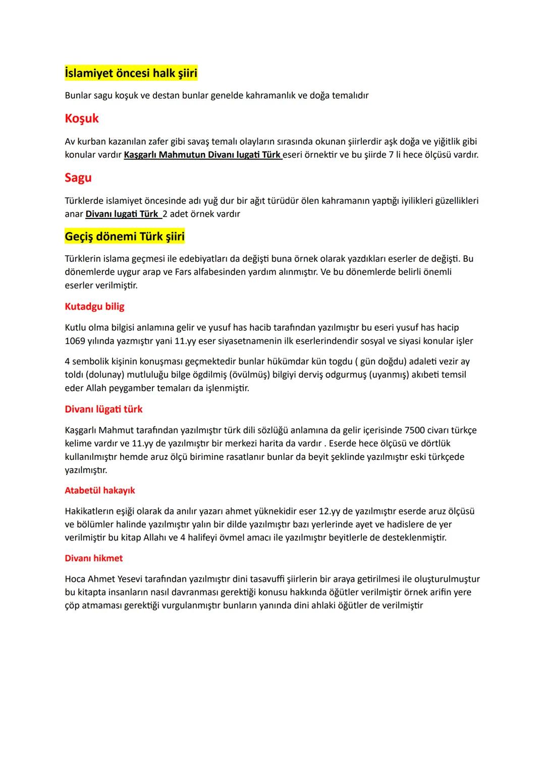 İslamiyet öncesi halk şiiri
Bunlar sagu koşuk ve destan bunlar genelde kahramanlık ve doğa temalıdır
Koşuk
Av kurban kazanılan zafer gibi sa