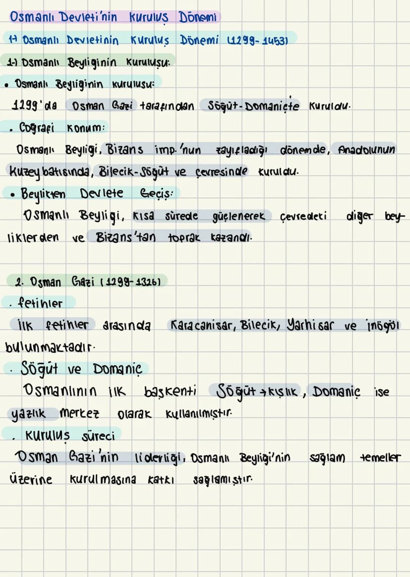 Osmanlı Devleti'nin kuruluş Dönemi
17 Osmanlı Devletinin Kuruluş Dönemi (1299-14531
1-) Osmanlı Beyliginin kuruluşu
• Osmanlı Beyliğinin kur