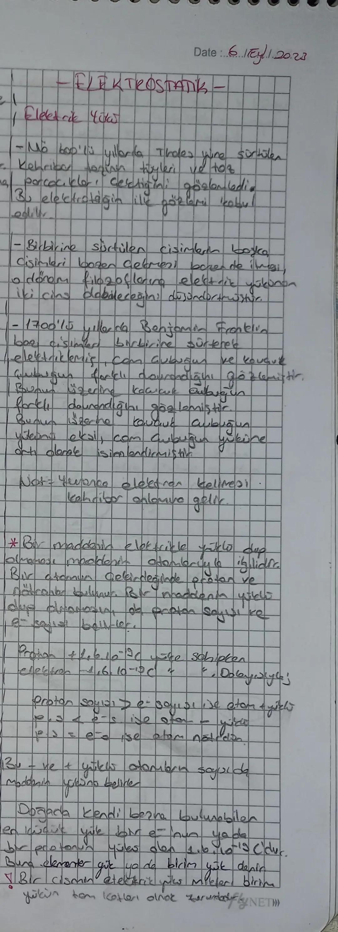 Date :..6...1.20.23
FLEKTROSTATİK
Elektrik Yokw
1
Sürtülen
- Mo boo'l's yıllarda Tholes
Wine
- Kehribar tezian tüyleri ve toz
na porcocikler