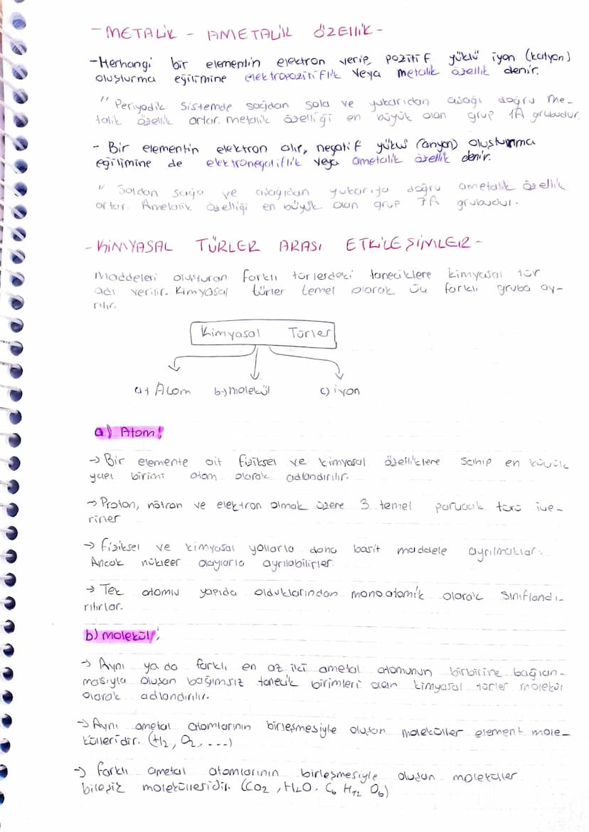 -METALIK
AMETALL Özellik-
elektron verip Pozitif. yüklü iyon (katyon).
elektropozitiflik Veya metalik özellik denir.
-Herhangi bir elementin