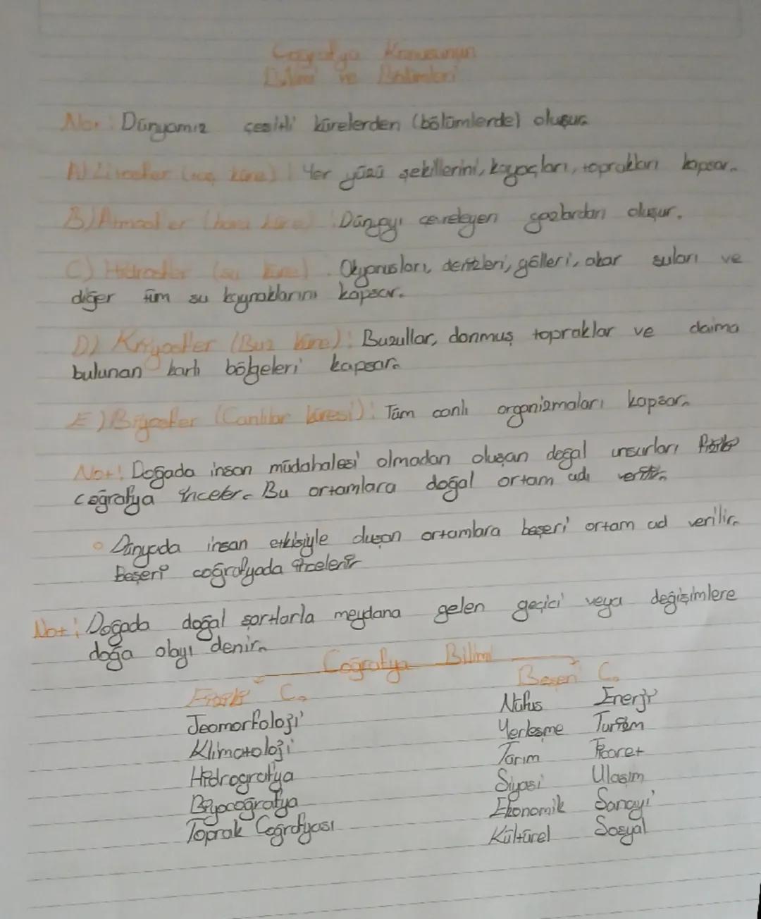 Coğrafyanın Konusu Bilimi ve Bölümleri