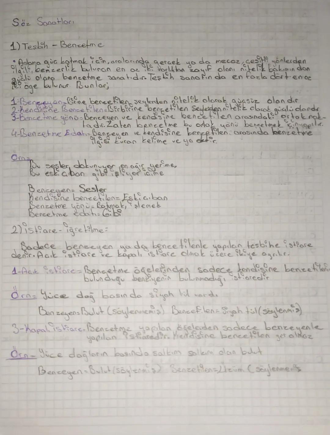 Söz Sanatları

1) Tesbih - Benzetme

• Anlama qua katmak için, aralarında gerçek yo da mecaz, cesito yönlerden

zayıf olanı nitelik bakımın
