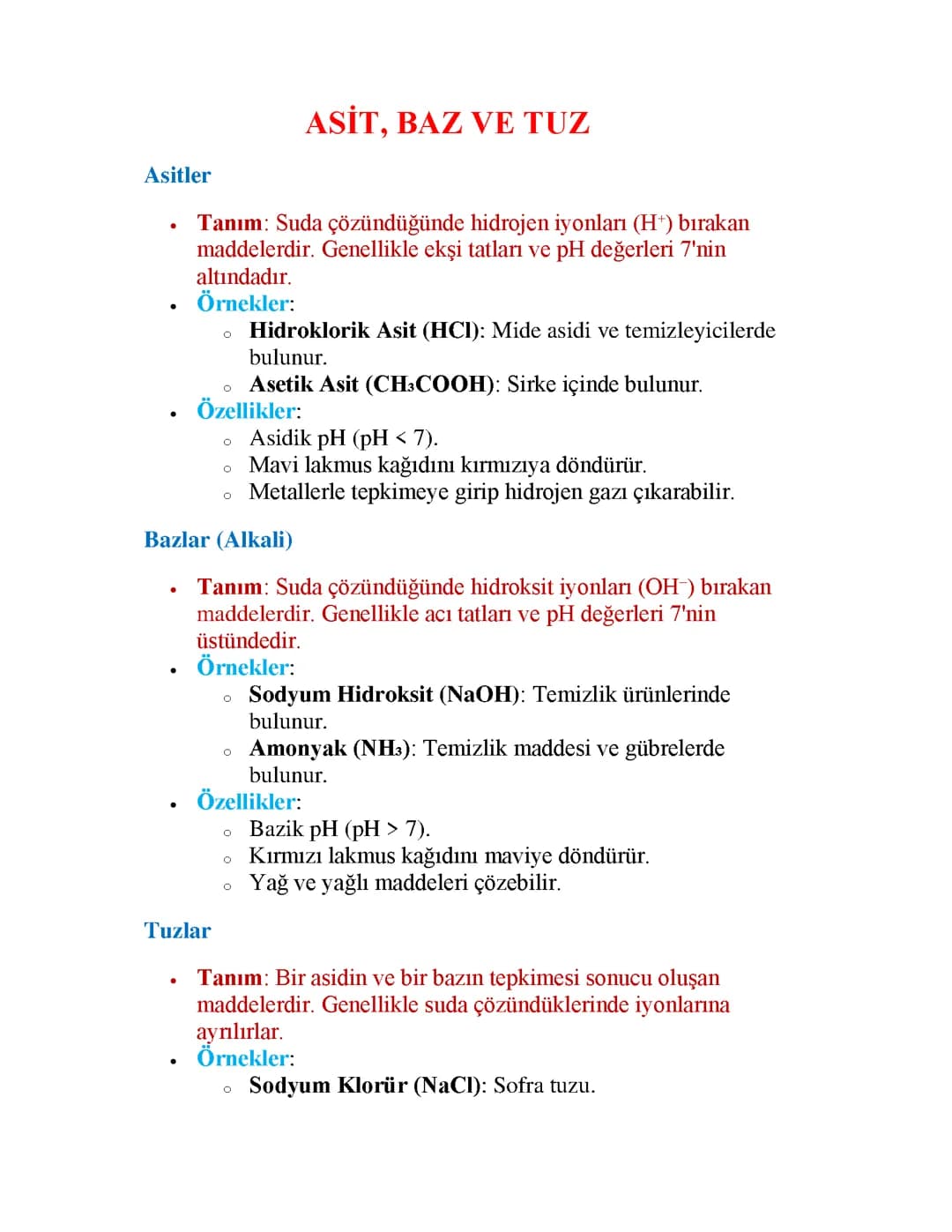 ASİT,BAZ VE TUZ