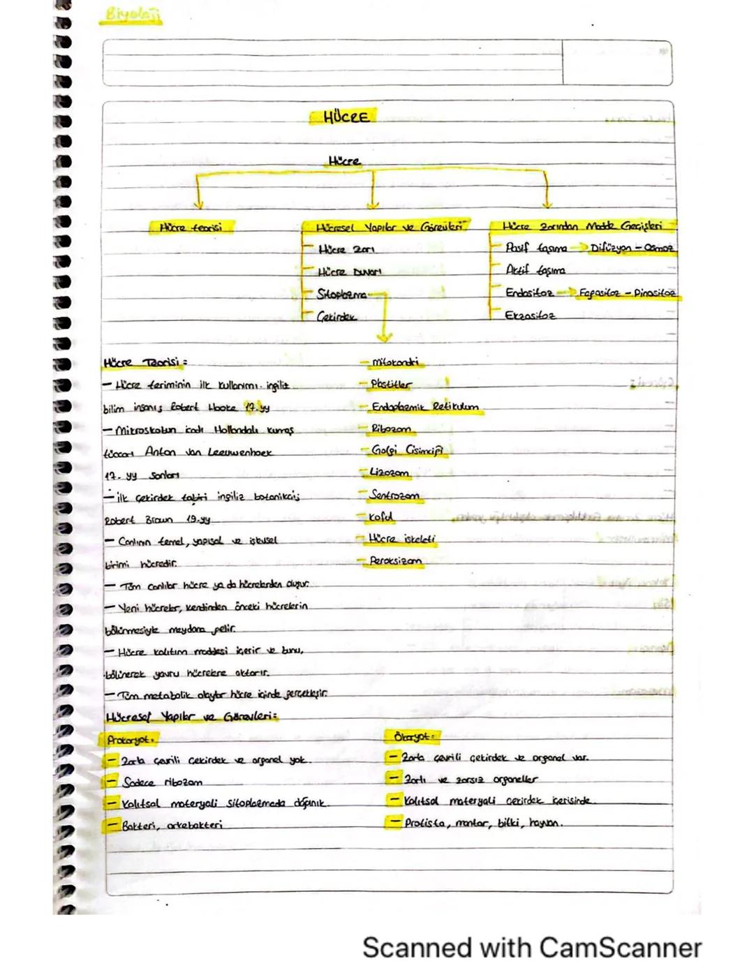 TYT BİYOLOJİ HÜCREYE GİRİŞ DERS NOTLARI