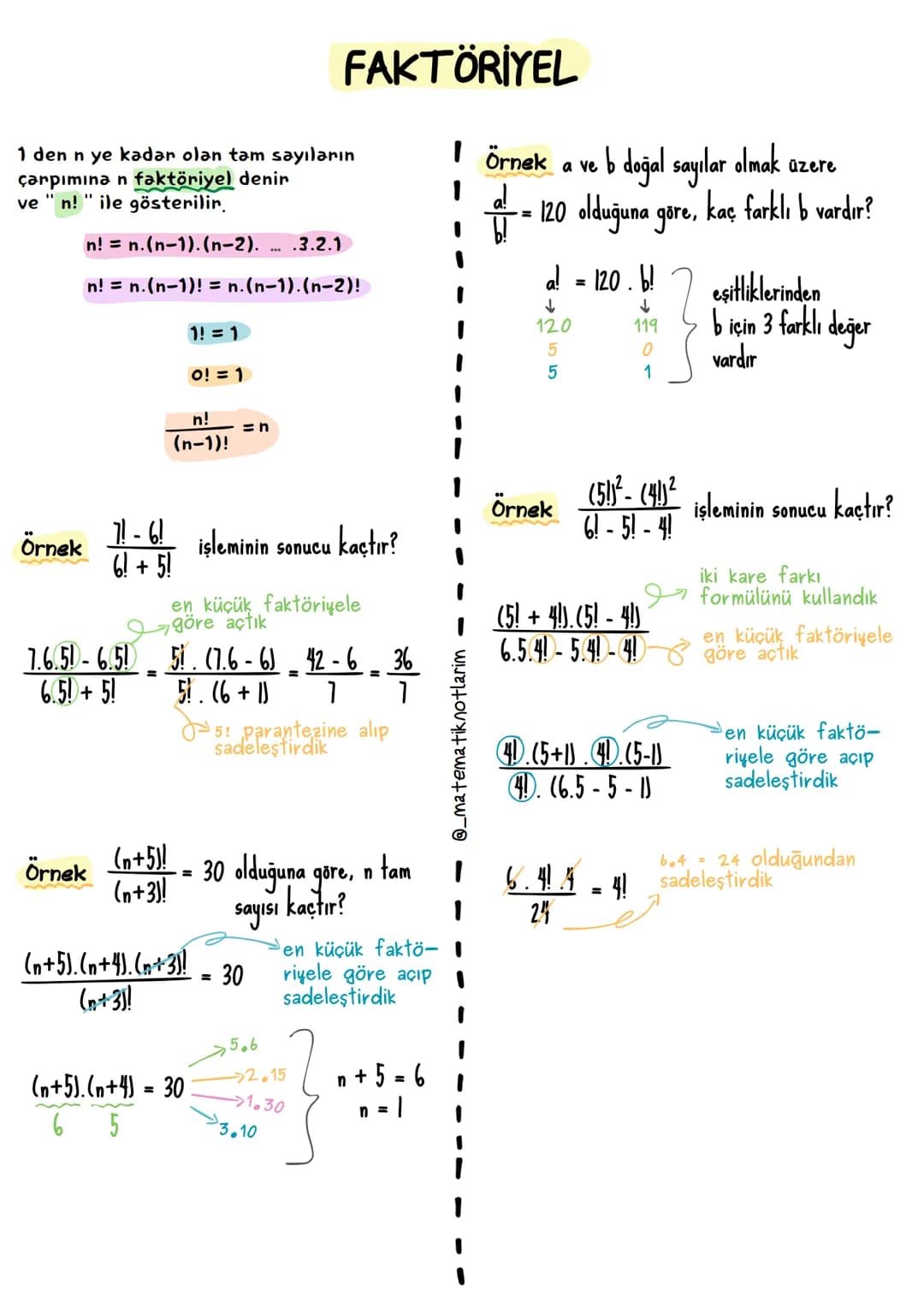 FAKTÖRİYEL
1 den nye kadar olan tam sayıların
çarpımına n faktöriyel denir
ven! ile gösterilir.
n! = n.(n-1). (n-2). ... .3.2.1
n! = n.(n-1)
