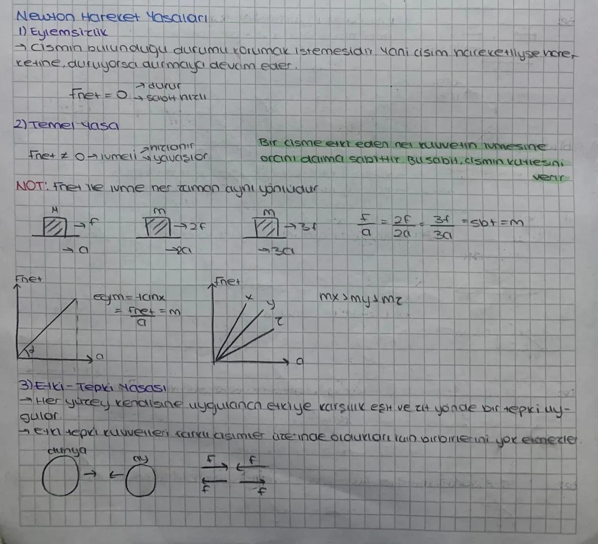 Newton Hareket Yasaları
1) Eylemsizlik
Cismin bulunduğu durumu korumak istemesidir. Yani cisim narevetllyse hare,
cetine, duruyorsa aurmaya 