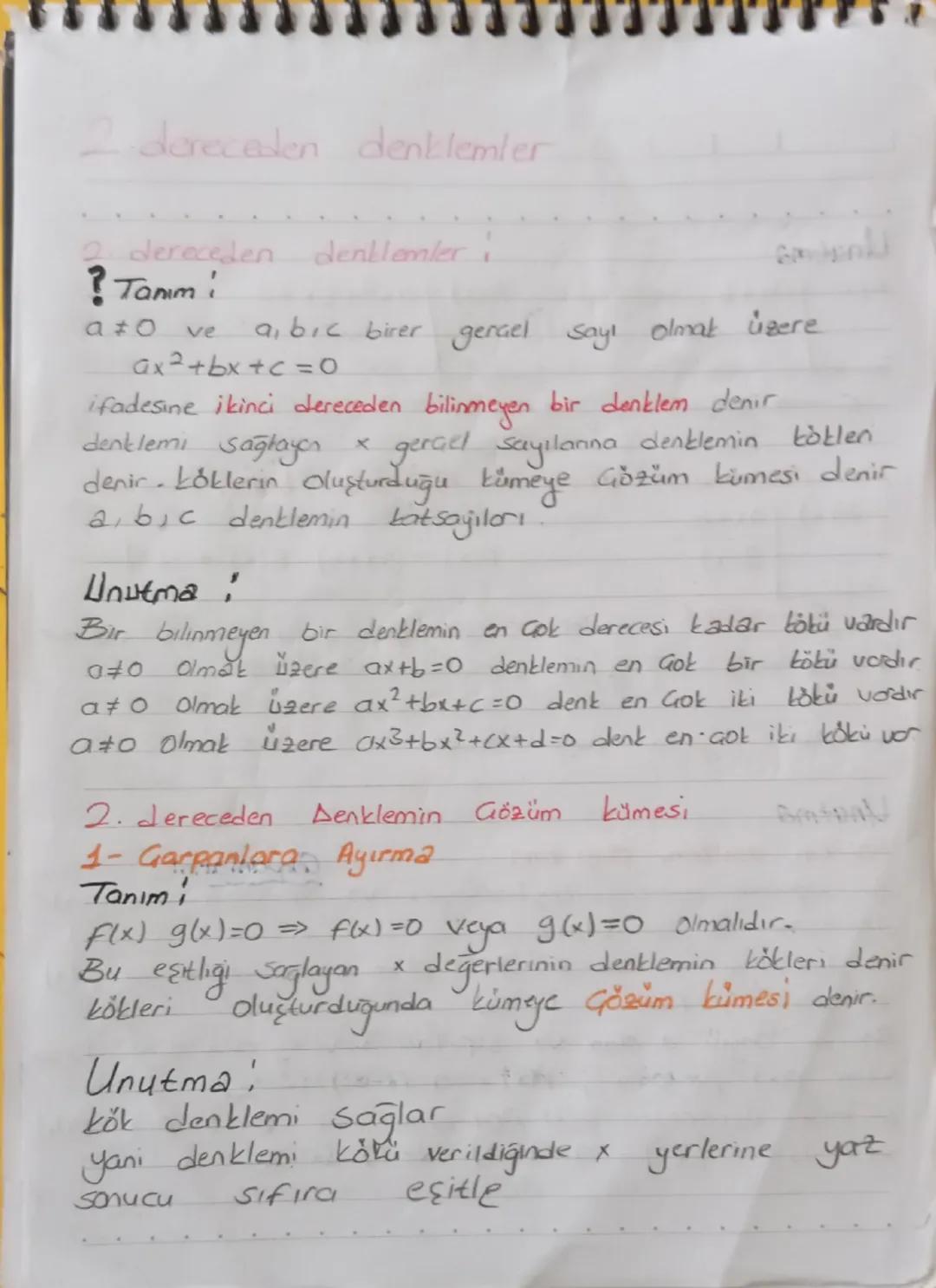 2. dereceden denklemler

2. dereceden denklemleri

?Tanım

a≠0
ve
a, bic birer gerael sayı olmak üzere

$ax2+bx+c=0$

ifadesine ikinci derec