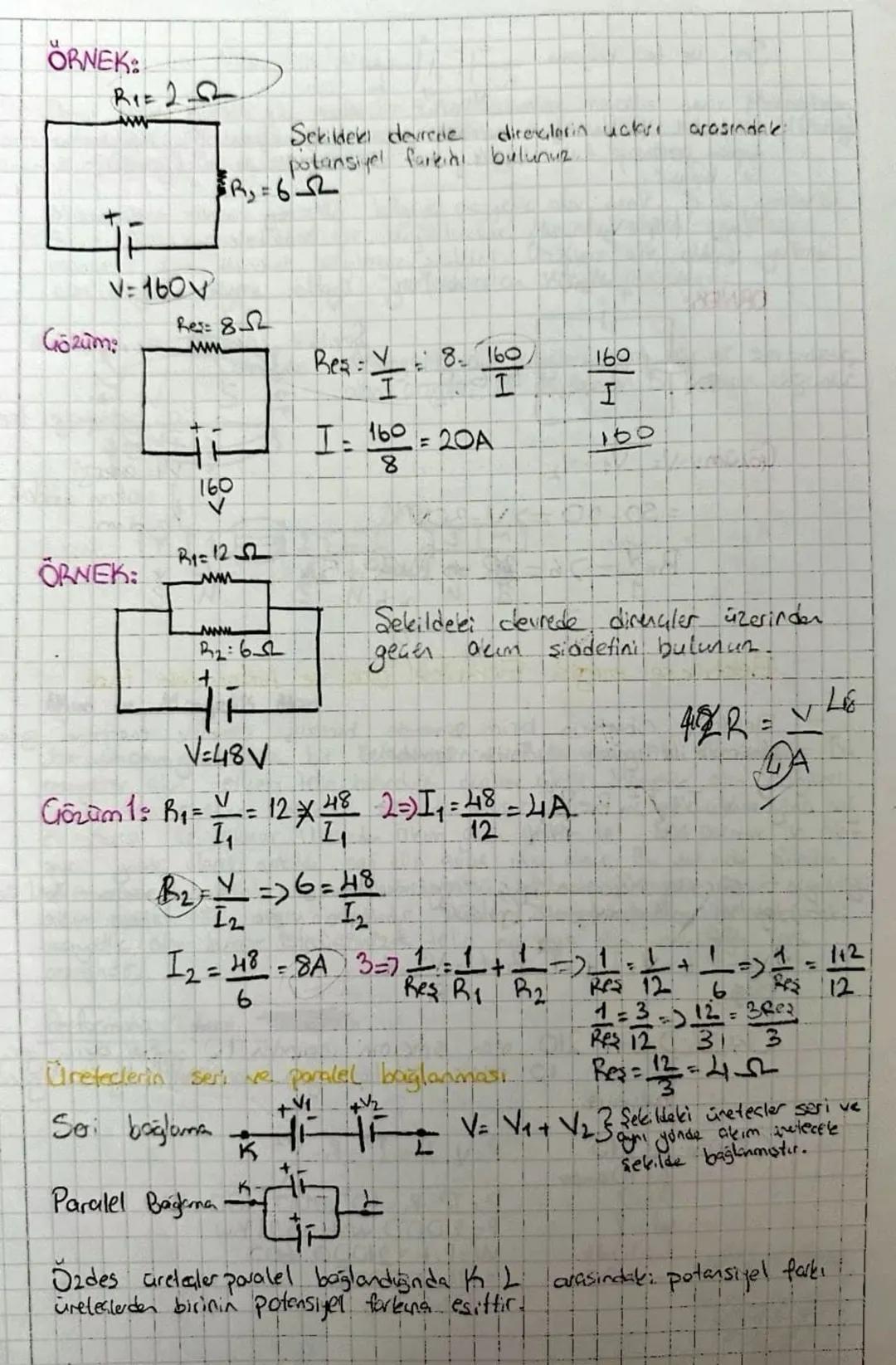 ÖRNEK:
R1F 2

Sekildeki devrede direçlerin uakri arasındak
potansiyel farkını bulunuz

Gözum:

V=160V

R-62

Res: 82
MW

Res: Y
I
160
>

R1: