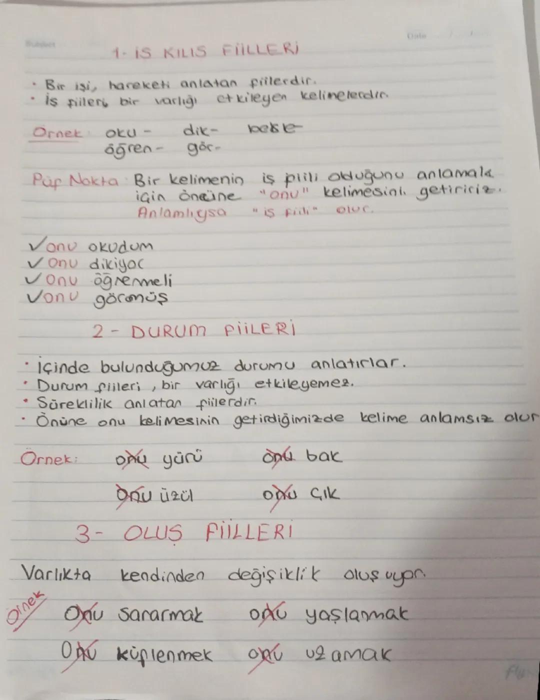 Sublect

1- IS KILIS FIİLLERİ
Dale

*   Bir işi, hareketi anlatan fillerdir.
*   is piileri bir varlığı etkileyen kelimelerdir.

Ornet

oku-