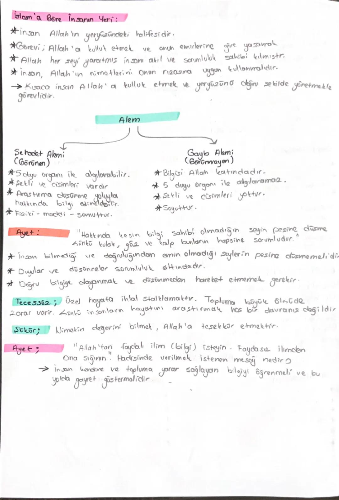 - Din Kültürü Notları -

islama göre bilginin Asıl kayrağı Allah'tır.

Allah insana, düstünme, anlama ve öğrenme yeteneği vermiştir.

Islam 