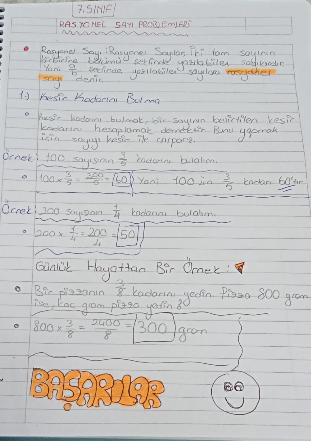 0
7. SINIF
RAS YONEL SAYI PROBLEMLERI
~
Rasyonel Sayı : Rasyoneı Sayılar, İki tam sayının
birbirine bökümü şeklinde yazılabiler saqılardır.
