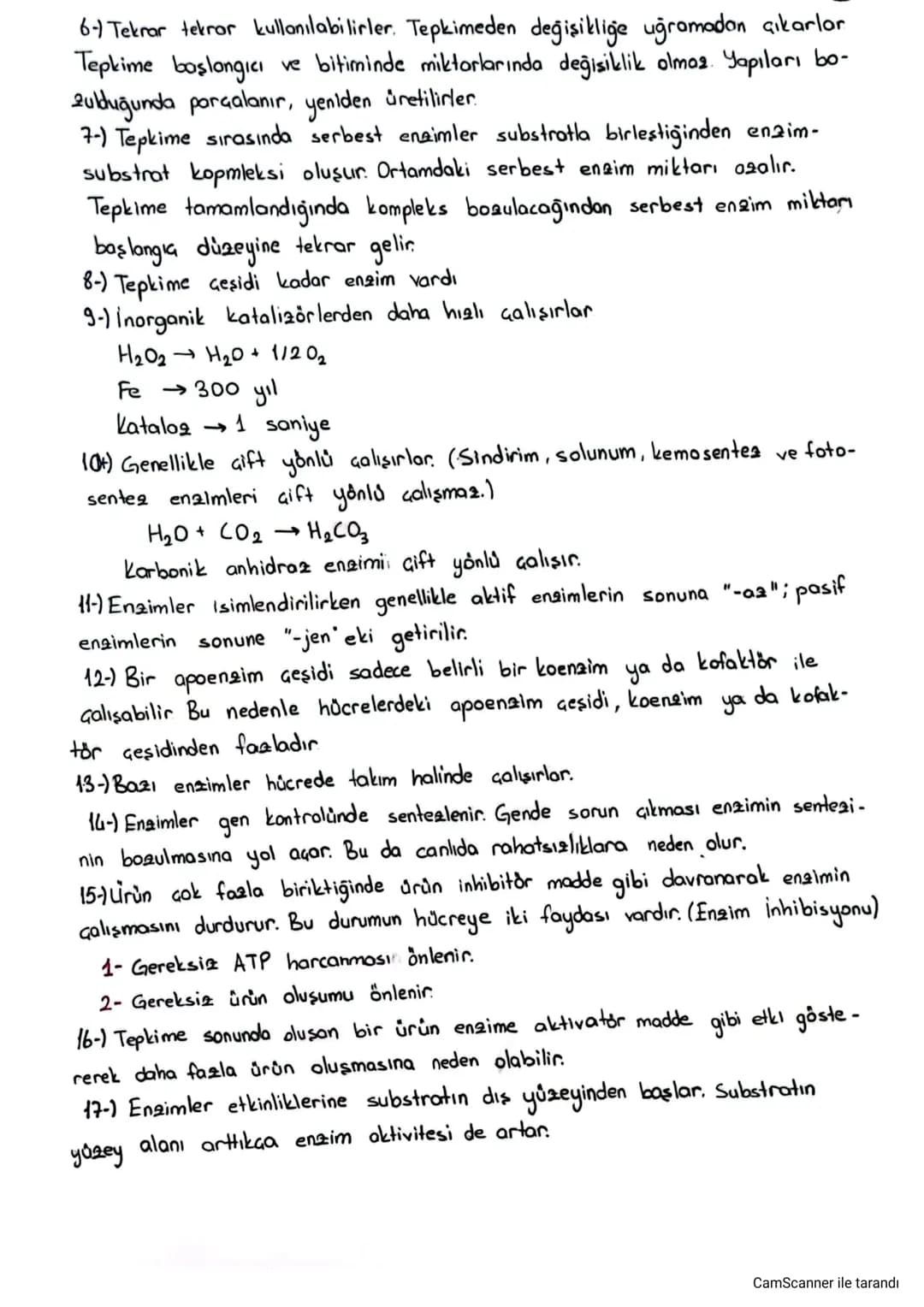 Enzimler:
- Canlı vücudunda kimyasal tepkimelerin gerçekleşmesine olanak sağlayan
organik maddelerdir. (Biyolojik katalizörlerdir.)
-Tepkime
