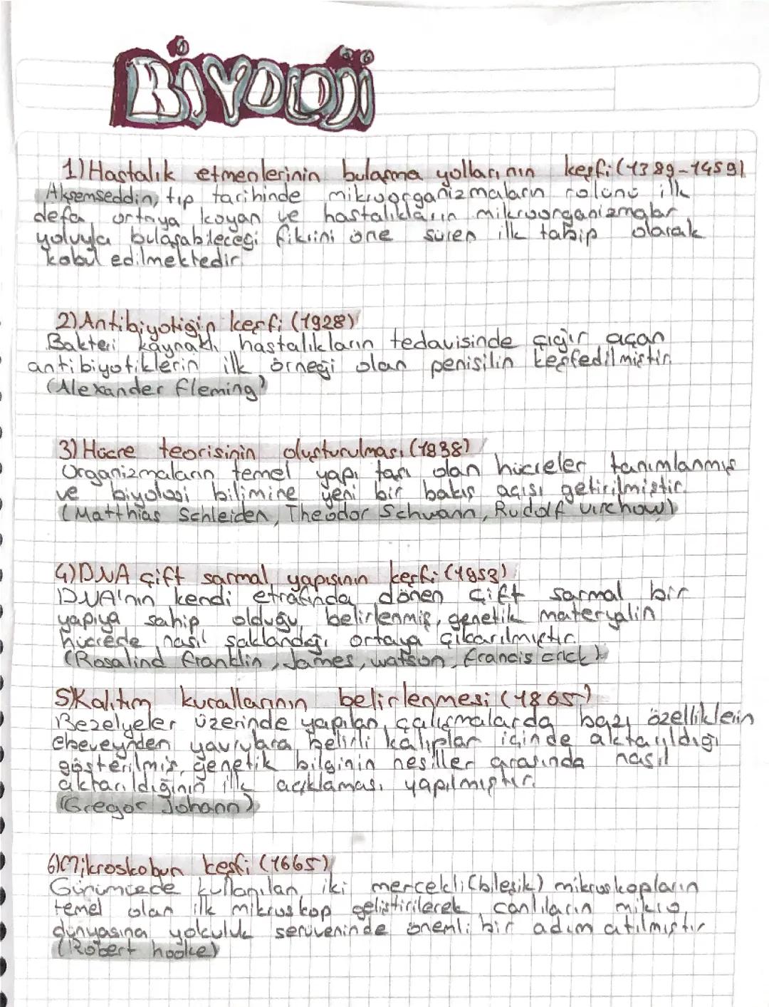 9.Sınıf Biyoloji - biyolojinin dönüm noktaları