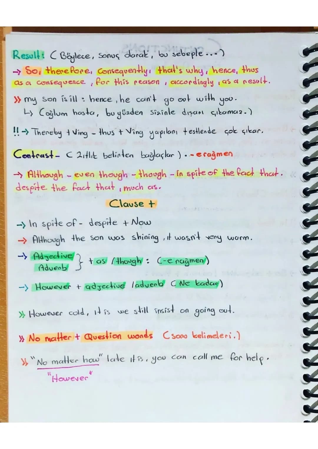 CONJUNCTIONS
Konu Anlatımı
Reason => kendilerinden sonra cümle alan neden belirten
bağlaçlar C-den dolayı, dığından dolayı sebebiyle, bakımı