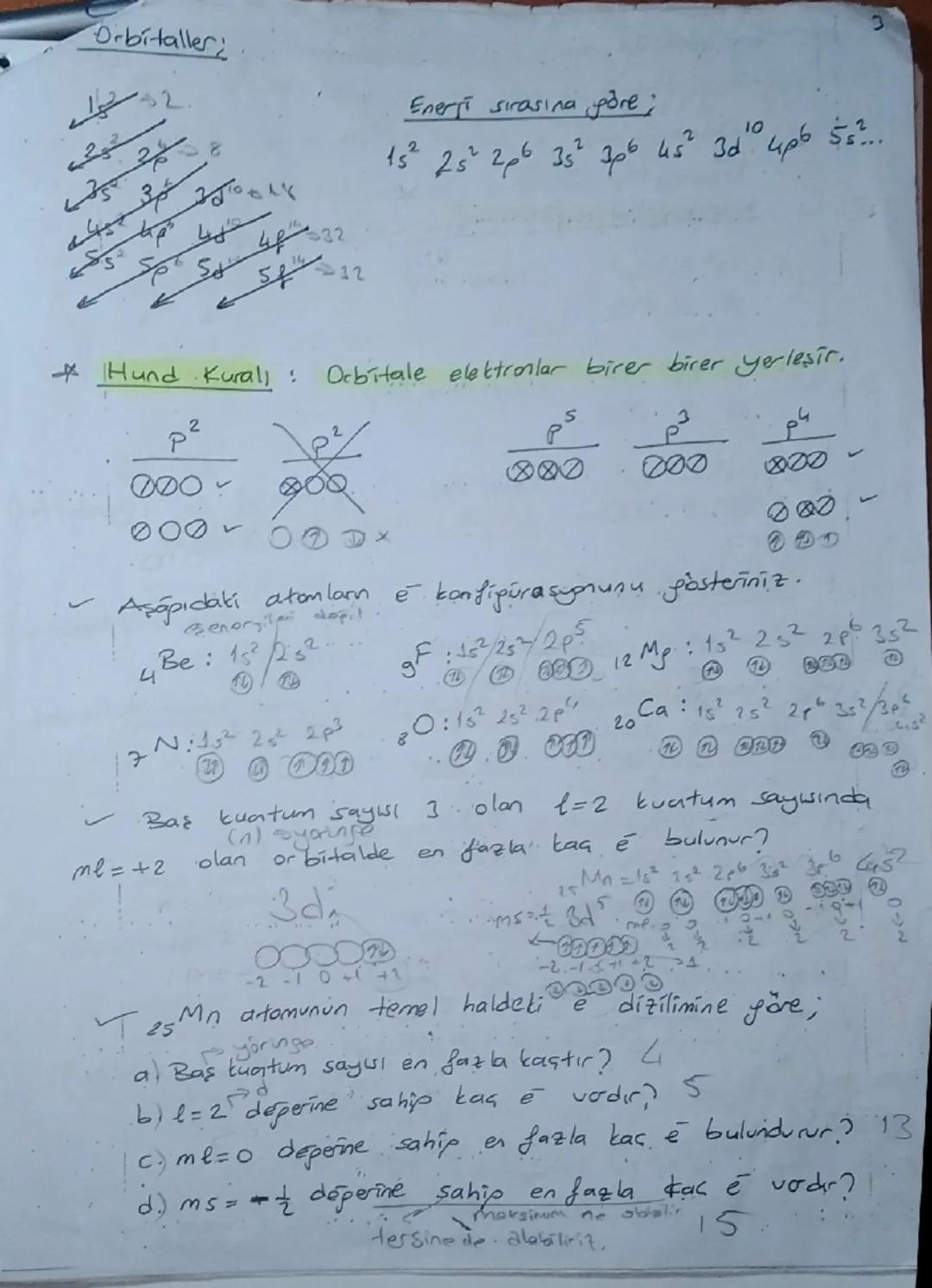 # Orbitaler:

$1s^2$
$2s^2$
$2p^6$
$3s^2$
$3p^6$
$4s^2$
$3d^{10}$
$4p^6$
$5s^2$
$...

Enerji sırasına göre;
$1s^2$ $2s^2$ $2p^6$ $3s^2$ $3p^