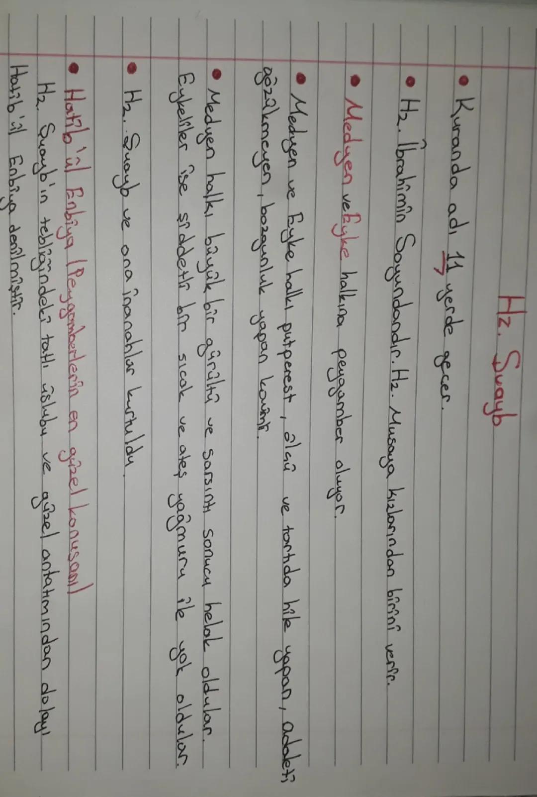 Hz. Suayb

• Kuranda adı 11 yerde gecer.

•H₂. Ibrahimin Soyundandır. Hz. Musaya kızlarından birînî verte.

• Medyen vefjke halkına peygambe
