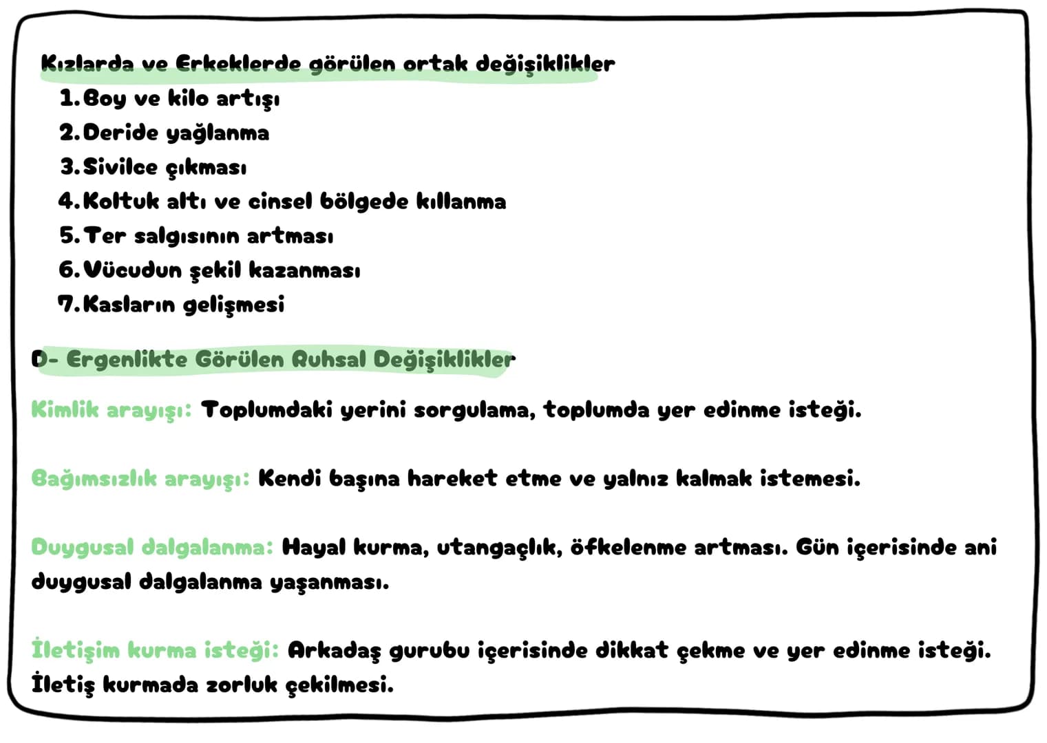# Ergenlik ve Sağlık

**A- Gelişim ile ilgili kavramlar**

**Büyüme**
İnsanlarda boy ve kütle artışına denir. Büyüme anne karnında başlar er