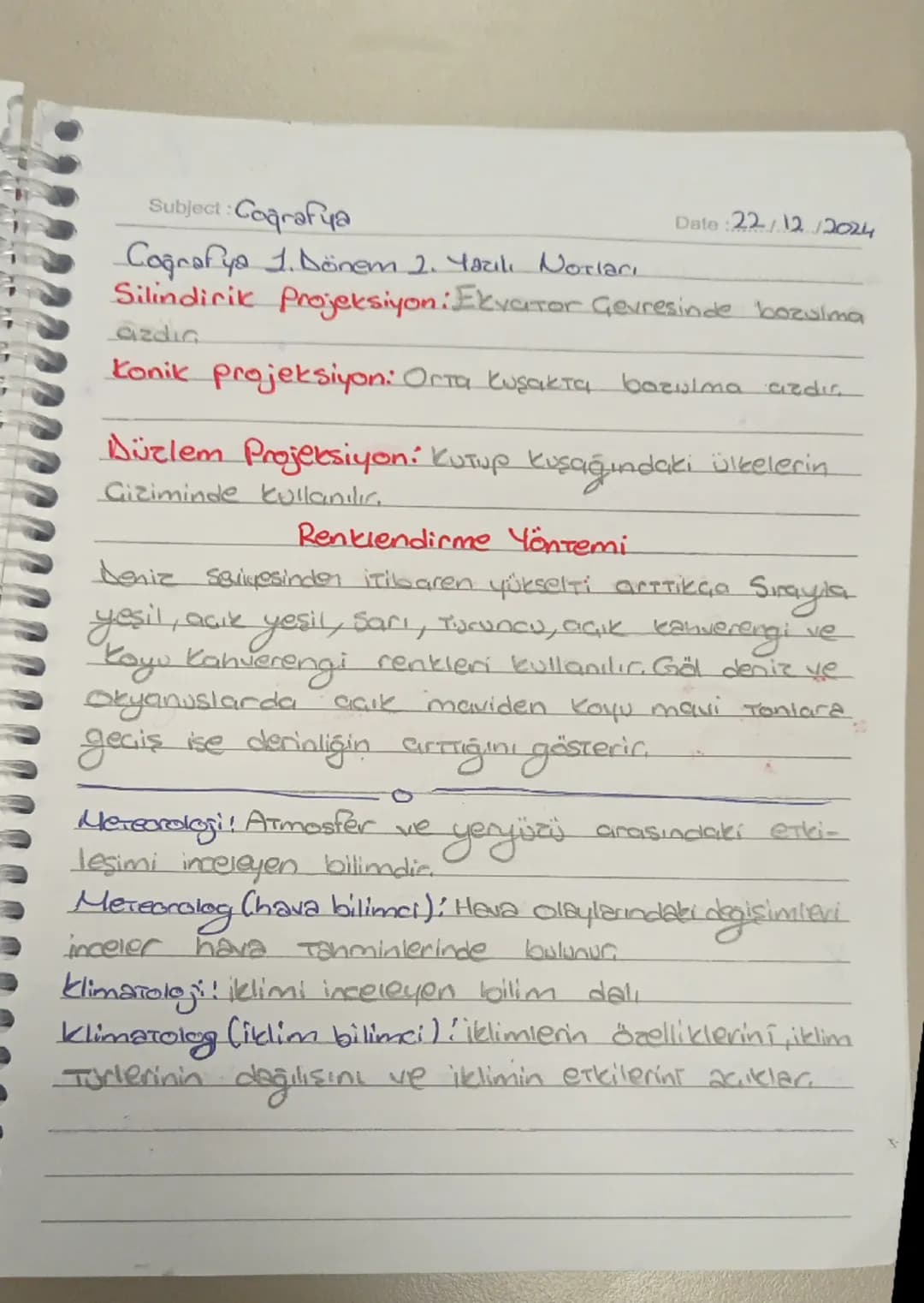 Subject: Coğrafya
Coğrafya J.Dönem 2. Yazılı Notları
Date :22/12/2024
Silindirik Projeksiyon: Ekvator Gevresinde bozulma
azdia
Konik projeks