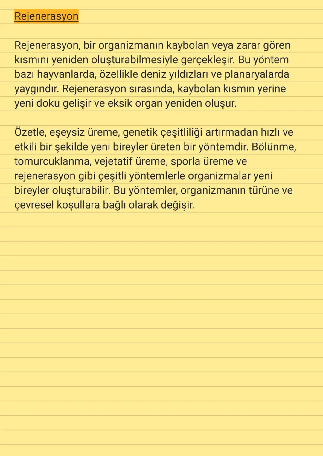 Eşeysiz Üreme
Eşeysiz üreme, tek bir bireyin genetik materyali ile yeni
bireyler üretmesini sağlayan bir üreme yöntemidir. Bu tür
üremede ik