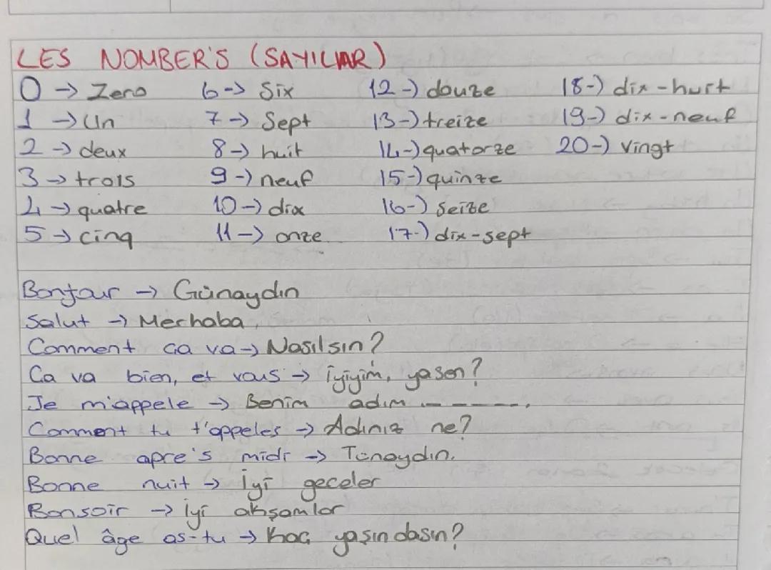 Sayılar ve selamlaşma dili 