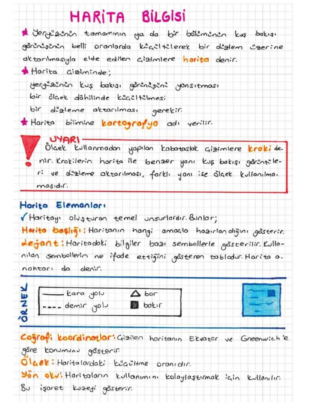 9. SINIF COĞRAFYA HARİTA BİLGİSİ