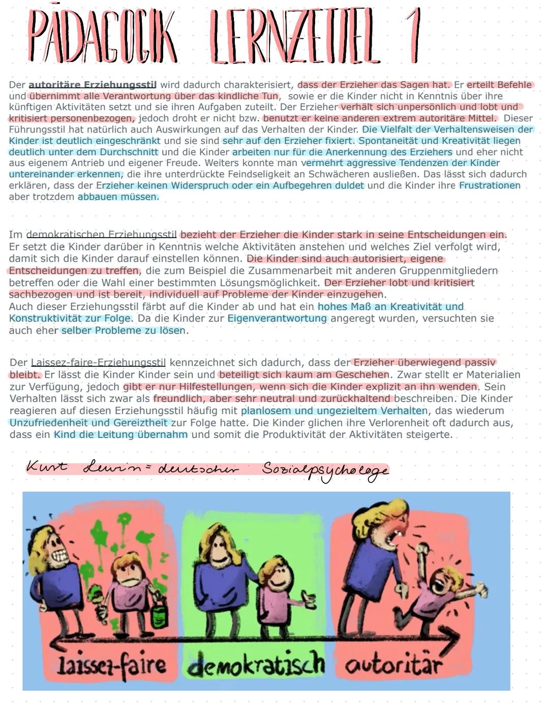 # PADAGOCIK LERNZETIEL 1

Der autoritäre Erziehungsstil wird dadurch charakterisiert, dass der Erzieher das Sagen hat. Er erteilt Befehle
un
