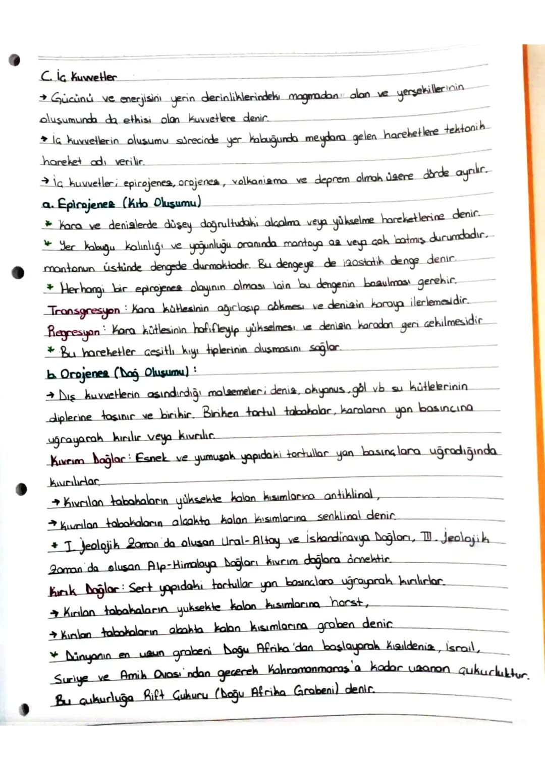 DOGAL SİSTEMLER
A. Dünya'nın Tektonik Oluşumu
Yer kabuğu hareketi sonucu gerçekleşen kırılma, kivalma, yükselme
gibi olayların tamamı tekton