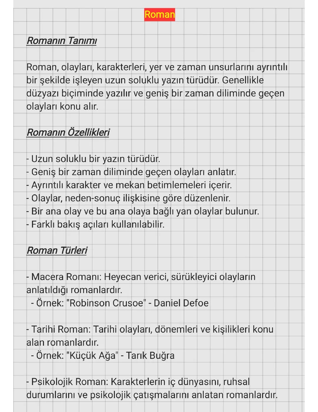9.SINIF - ROMAN