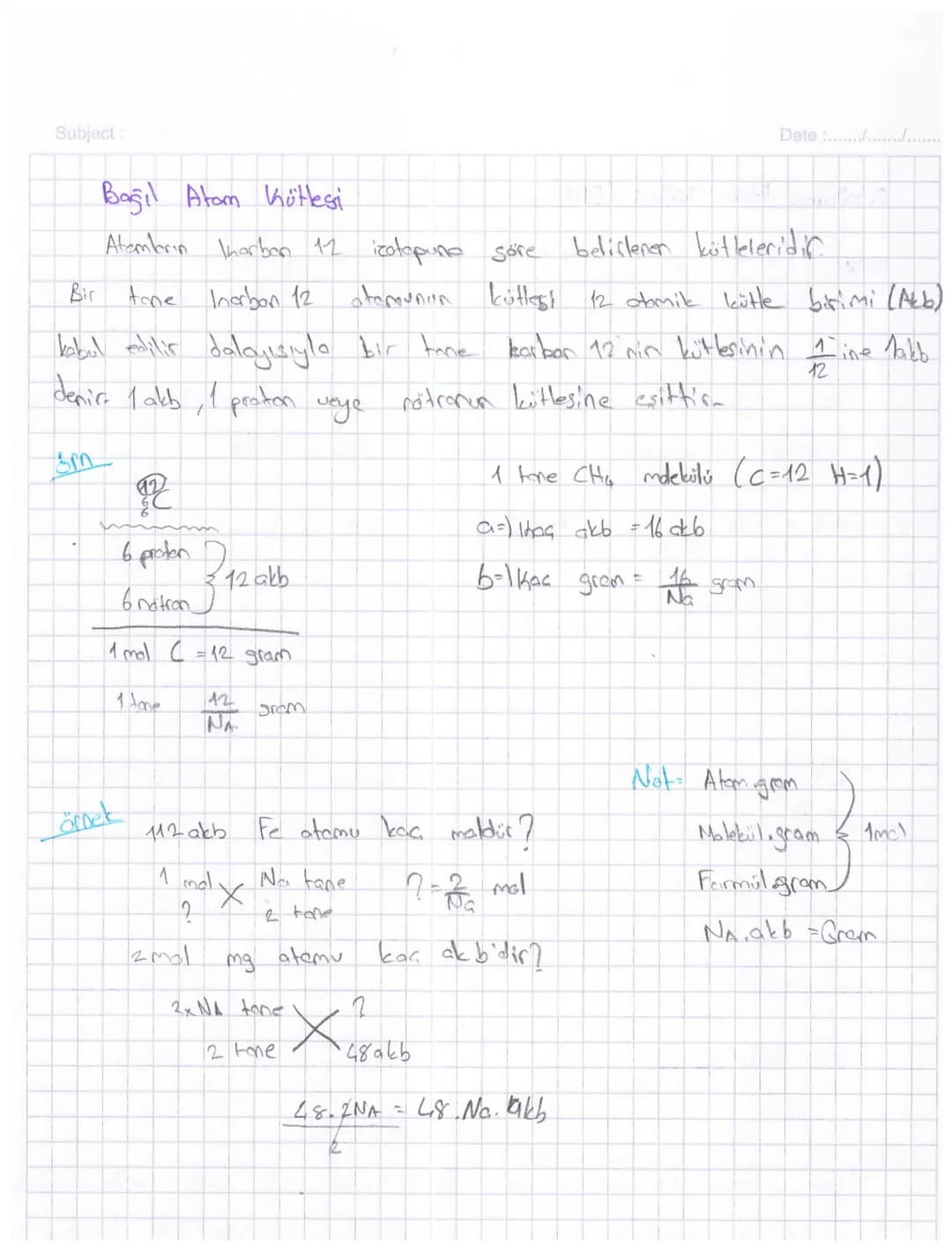 Subject:
Bağil Atom Kütlesi
Date ......................
Atambarin Kharban 12 izotopuna göre
belirlenen kütleleridic
Bir
tone Inerban 12
atam