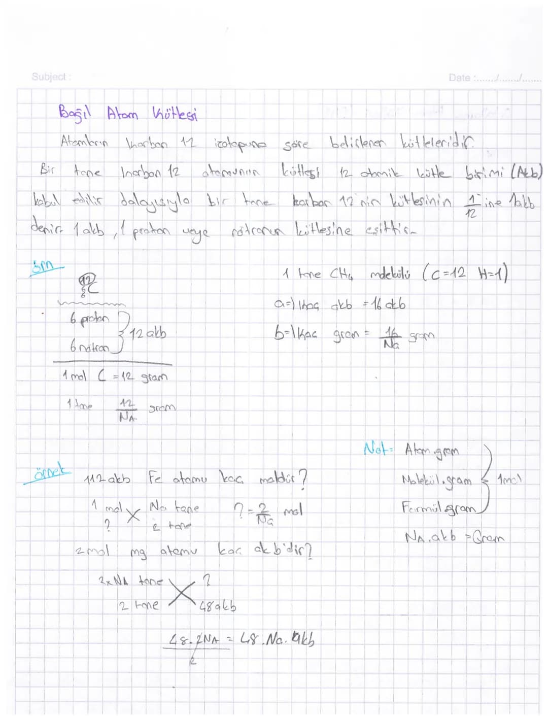 Subject:
Bağil Atom Kütlesi
Date ......................
Atambarin Kharban 12 izotopuna göre
belirlenen kütleleridic
Bir
tone Inerban 12
atam