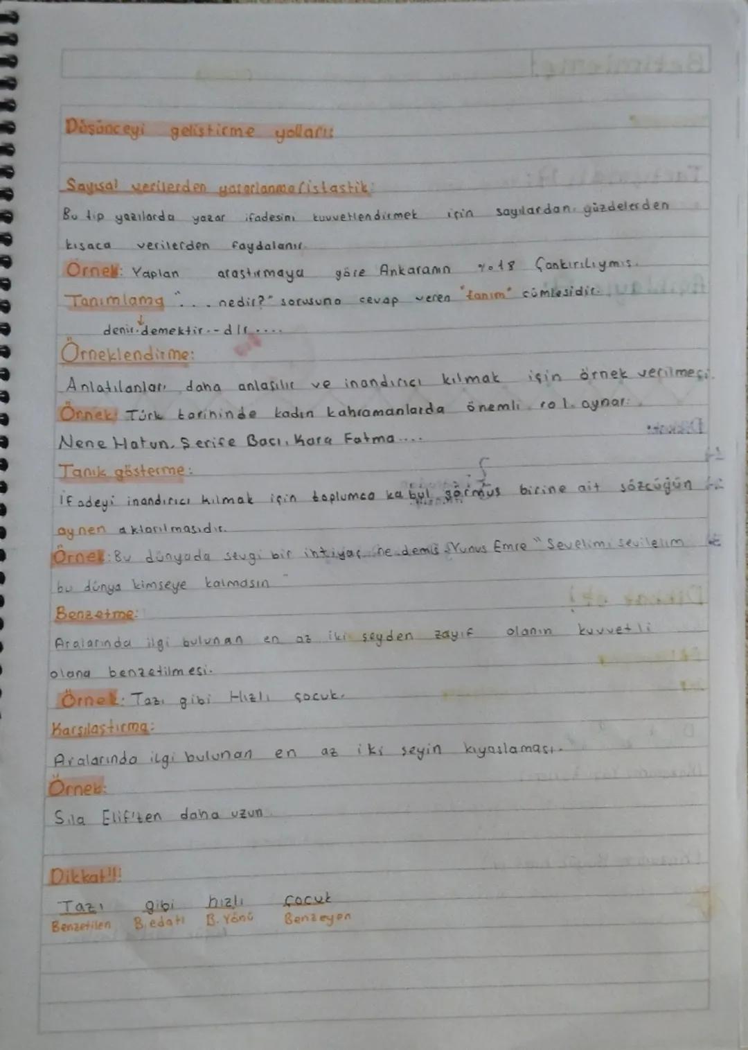 7. Sınıf Türkçe: Düşünceyi Geliştirme Yöntemleri
