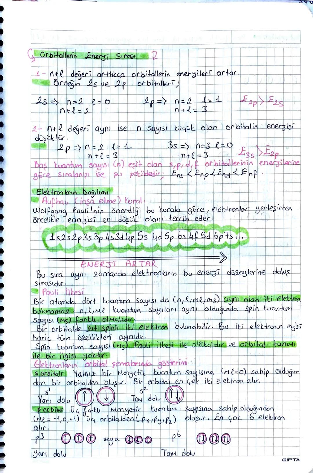 MODERN ATOM TEORİSi
Elektronun bulunma olasılığının yüksek olduğu uzay bölgelerine
orbital denir. Elektron bulutları bazı yerlerde çok yoğun