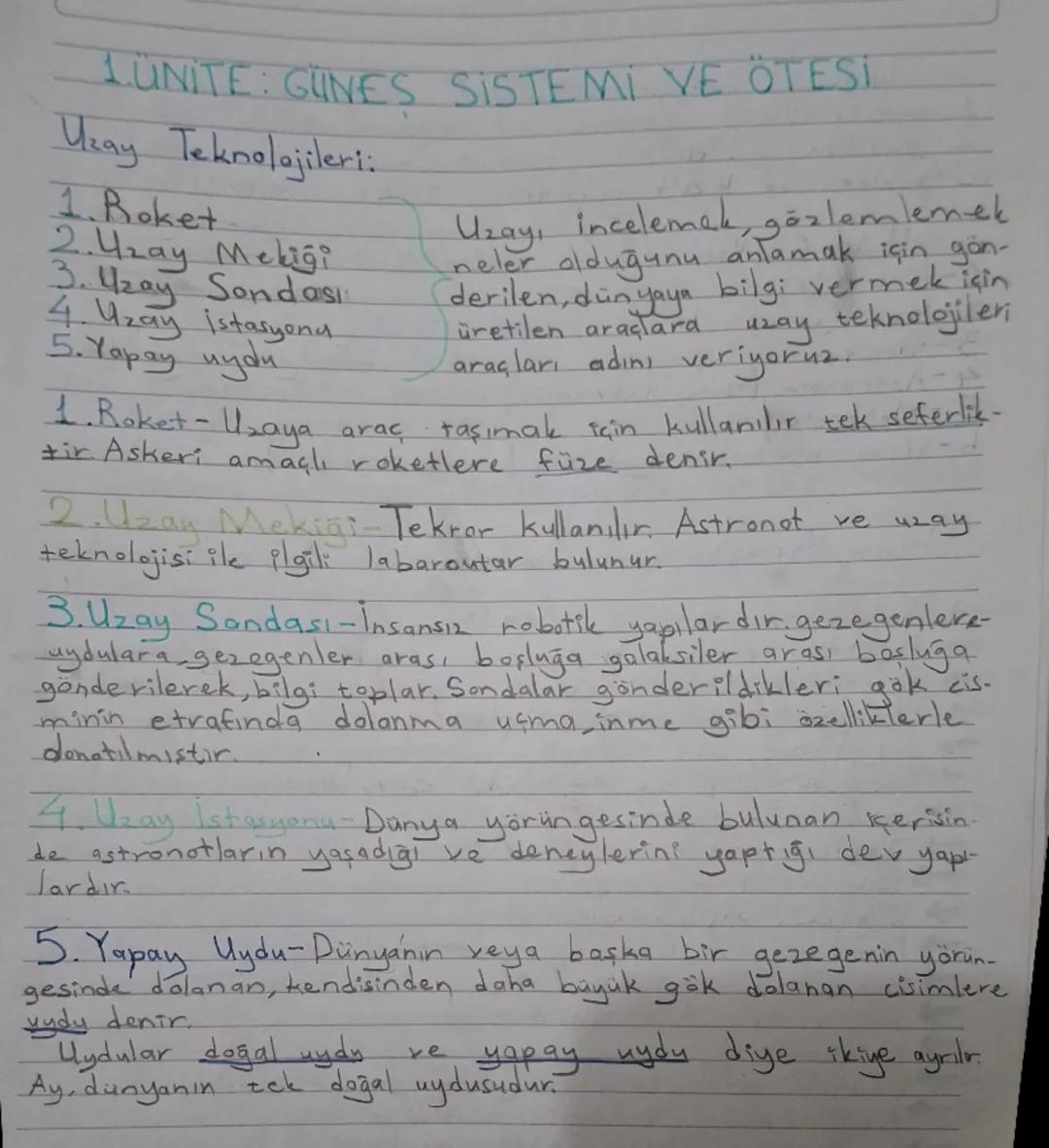 LUNITE: GUNES SISTEMI VE ÖTESİ
Uzay Teknolojileri:
1.Roket
2.Uzay Meliği
3. Uzay Sondasi
4. Uzay istasyond
5. Yapay uydu
Uzay, incelemek, gö