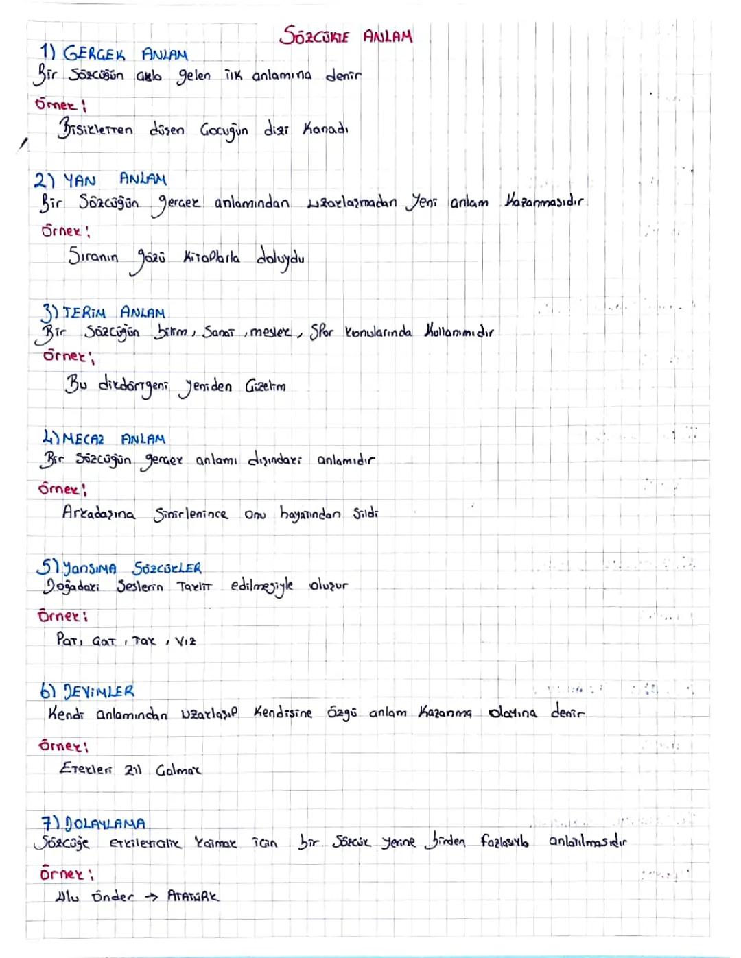 Sözcükte Anlam: 5., 6., ve 7. Sınıf İçin Testler ve Örnekler