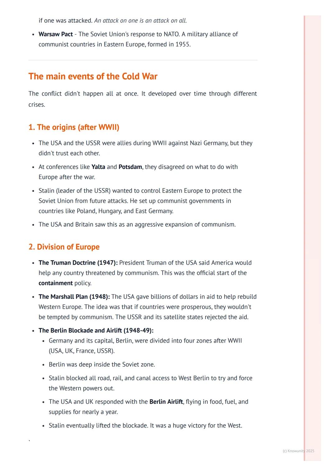 # The Cold War

What was the Cold War?

The Cold War was a period of intense tension and rivalry between the two main
superpowers after Worl