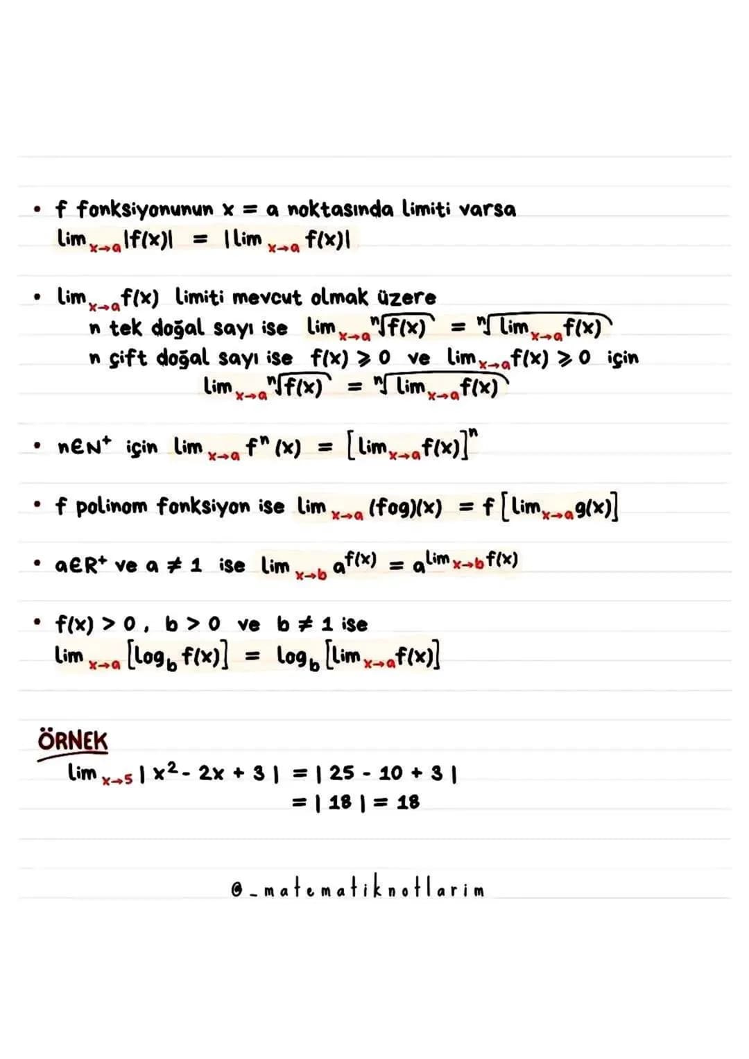 SÜREKLİLİK
Bir fonksiyonun x = a noktasında sürekli olması için
•
•
•
f nin xa da tanımlı olması gerekir.
f nin xa da limiti olmalıdır.
Lima