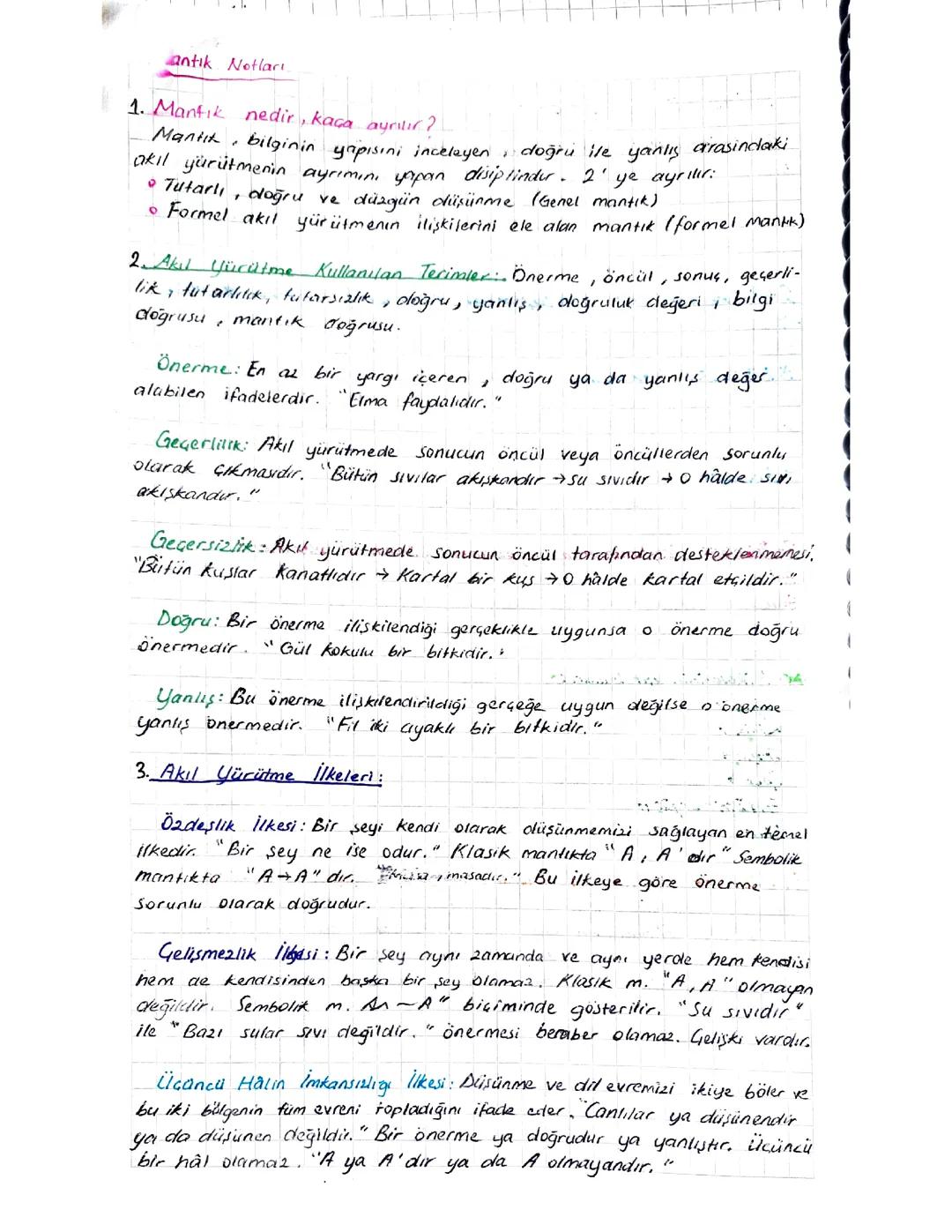 11. Sınıf Mantık Konuları ve Ders Notları