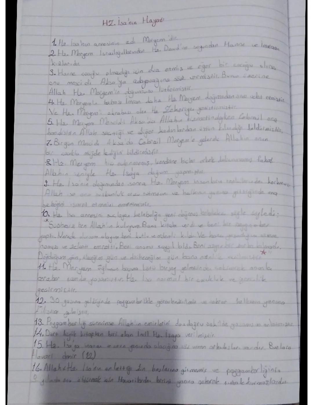 7.SINIF DİN KÜLTÜRÜ HZ.İSANIN HAYATİ 