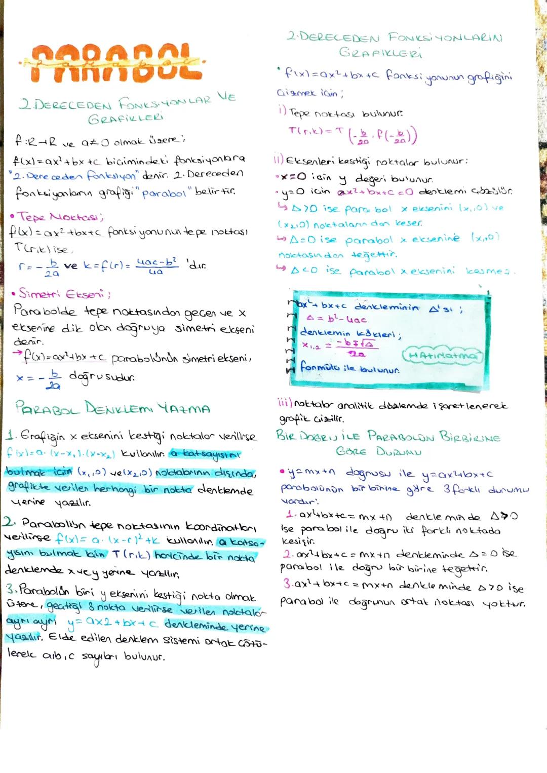 2. DERECEDEN FONKSİYONLAR VE
F:R-R
GRAFIKLERI
ve a£0 olmak üzere;
f(x)=ax²+bx+c biçimindeki fonksiyonlara
"2. Dereceden fonksiyon" denir. 2.