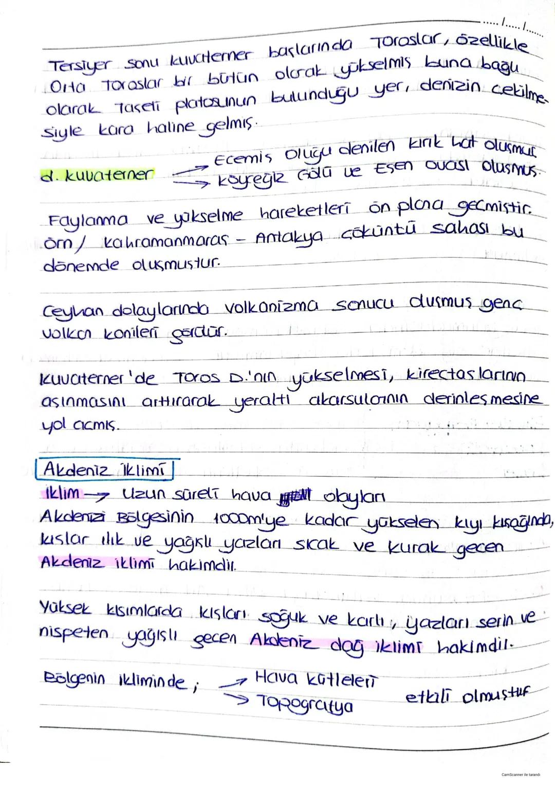 I AKDENİZ COĞRAFYASI 1. HAFTAL
a) JEOMORFOLOJİ (yüzey sekillen)
1. Dağlar
Bolgenin ana çatısını oluşturan toros Dağları;
Alp kiurim kusağını